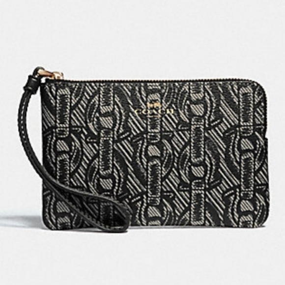 Coach Corner Zip Wristlet in Chainlink - Picture 1 of 3